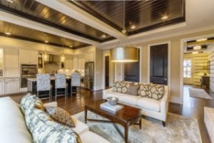 The captivating main level at Vinings Park East is both warm and striking with silk, domino and chrome tones and espresso hardwood flooring throughout.