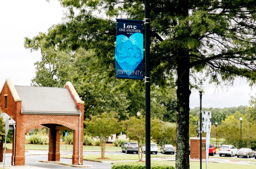 love one another banner at Mount Paran Christian School